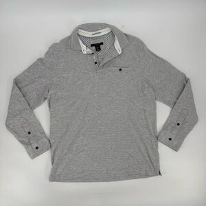 Mark Law Cotton Luxury Men's Long Sleeve Collar Polo Shirt Heathered Gray